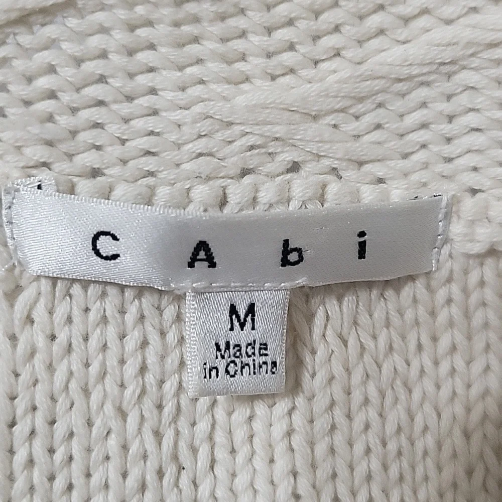 Cabi 297 M Cream "Socialite" Knit Open Front Cardigan Sweater jacket - Picture 8 of 14